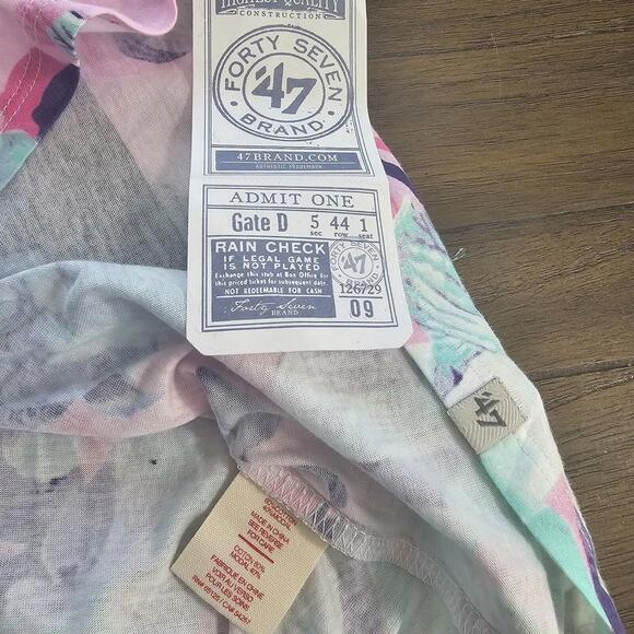 LA Dodgers Forty Seven Brand Floral Cotton Blend Sleeveless Tank Top Sz M - Picture 7 of 7